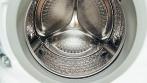 Close-up of a washing machine drum